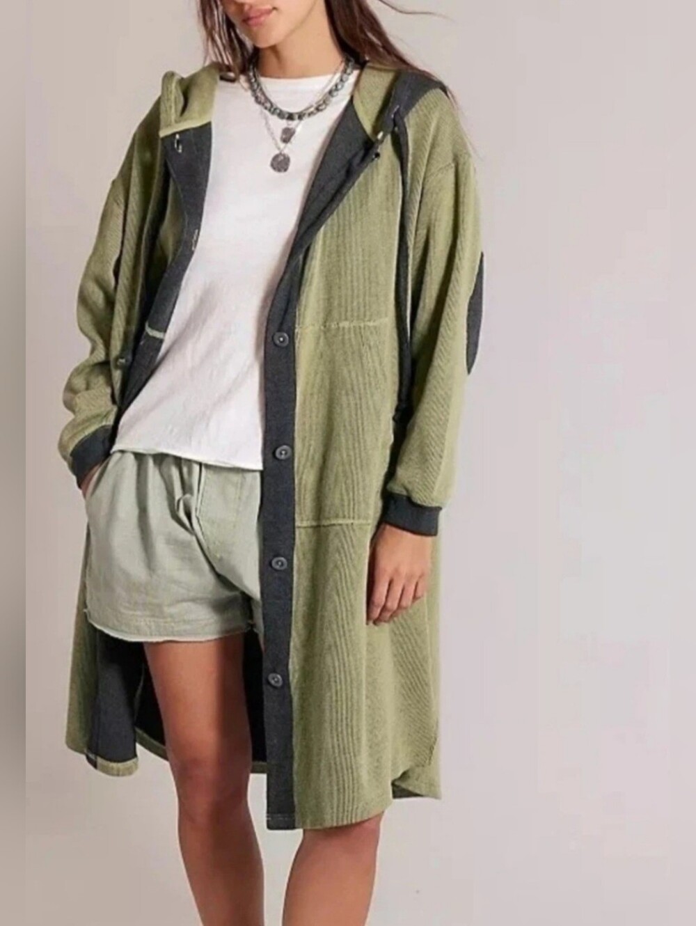 Free People Tomorrow's Long Sweatshirt Cardigan. Knee-length Light Coat